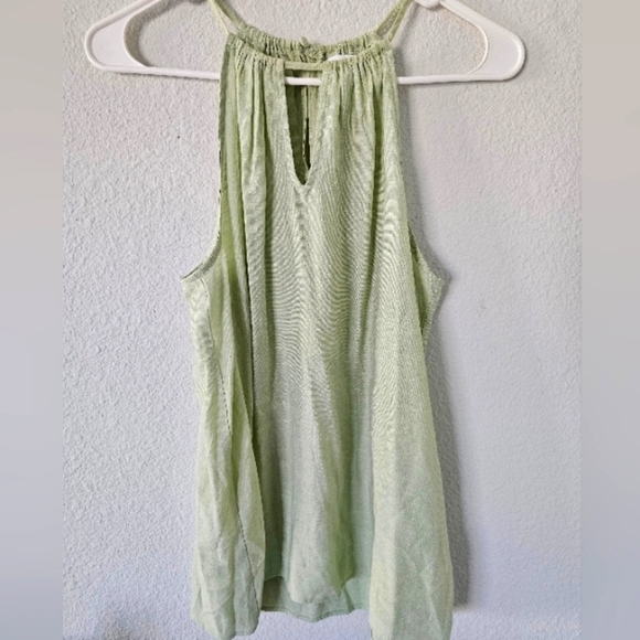 Nine West Blouse Womens Green Sleveless Top Chest Cut off Lightweight - Picture 5 of 8